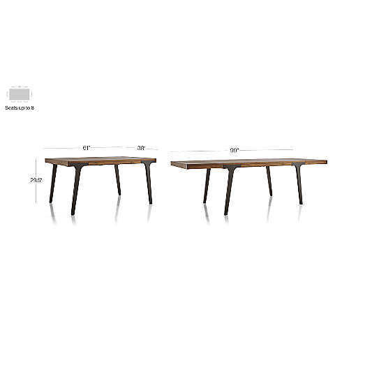 Lakin 61"-99" Teak Extendable Dining Table