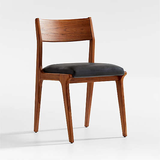 Lakin Teak Leather Dining Side Chair