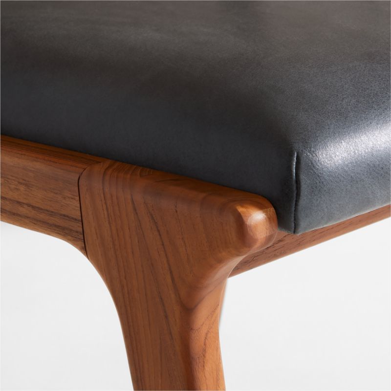 Lakin Teak Leather Dining Side Chair - image 5 of 6