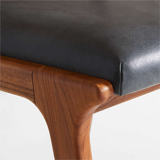 Lakin Teak Leather Dining Side Chair