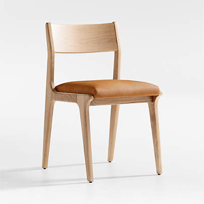 Lakin White Oak Leather Dining Chair