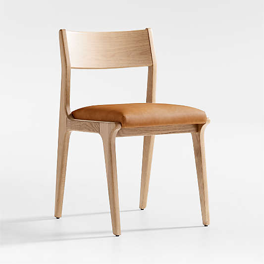 Lakin White Oak Leather Dining Chair