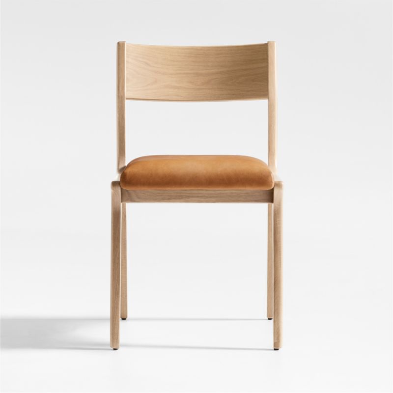 Lakin White Oak Leather Dining Side Chair