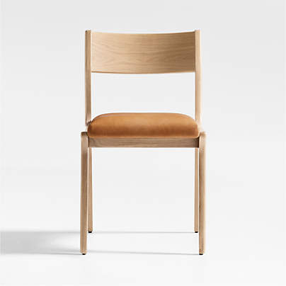 Lakin White Oak Leather Dining Side Chair