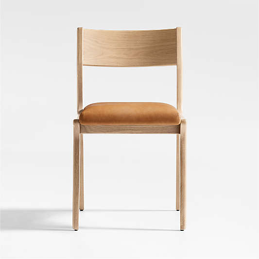 Lakin White Oak Leather Dining Side Chair