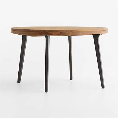 Lakin 50"-74" Teak Round Wood Extendable Dining Table