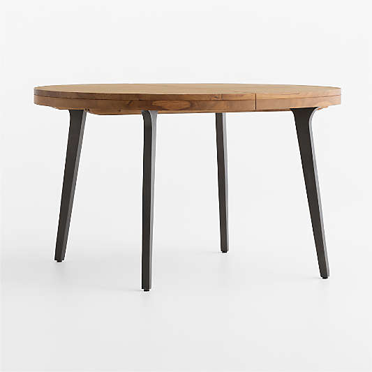 Lakin 50"-74" Teak Wood Round Extendable Dining Table