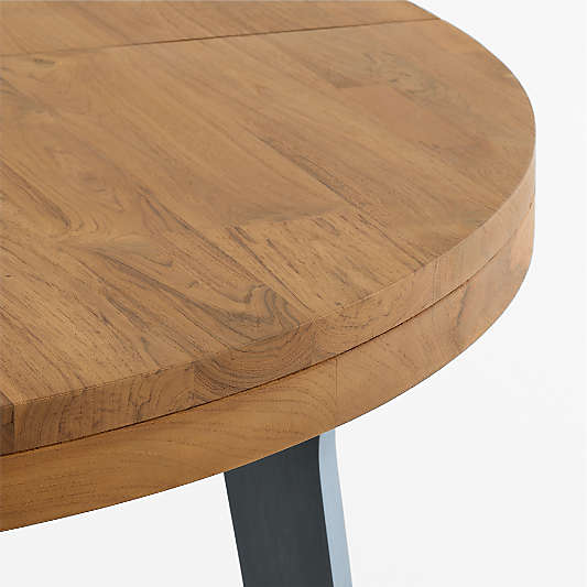 Lakin 50"-74" Teak Wood Round Extendable Dining Table