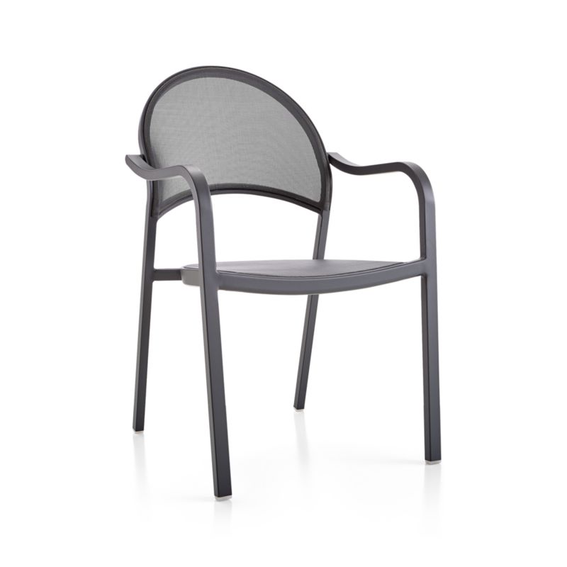 Lanai Charcoal Mesh Stackable Outdoor Dining Chair with Arms - image 7 of 8