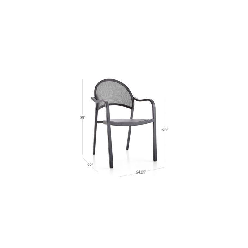 View Lanai Charcoal Mesh Stackable Outdoor Dining Chair with Arms - image 2 of 8