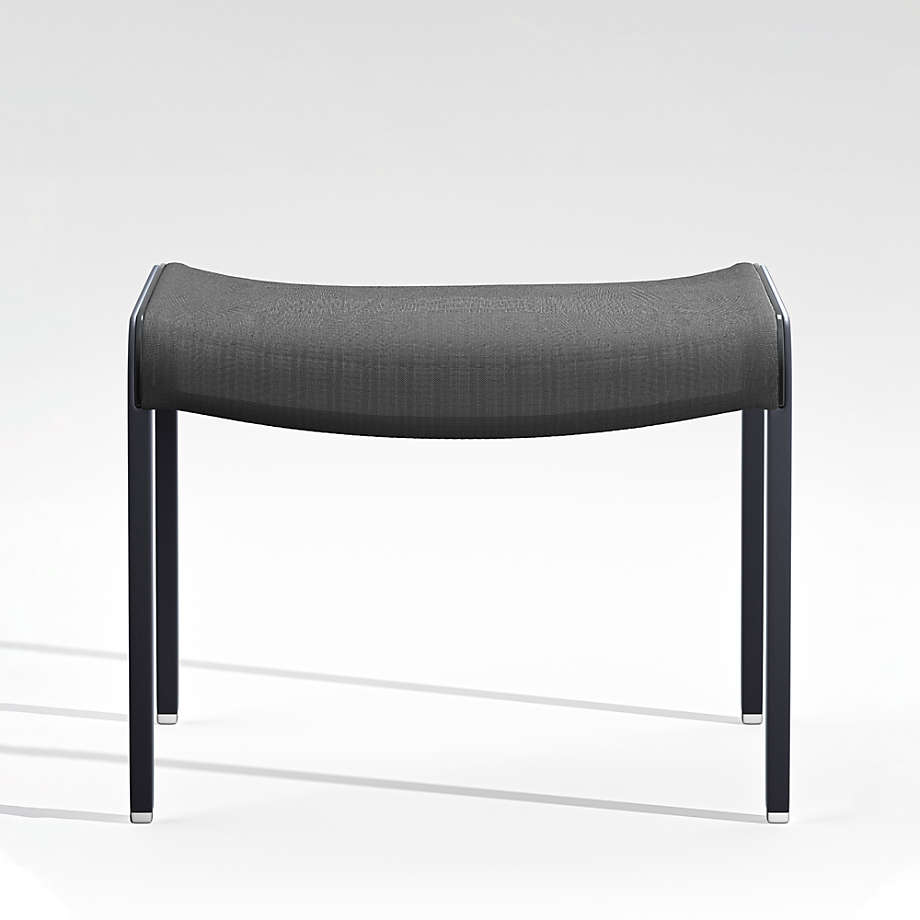 Lanai Charcoal Grey Mesh Outdoor Patio Ottoman + Reviews Crate & Barrel