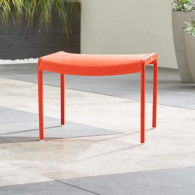 Lanai Orange Mesh Ottoman Reviews Crate Barrel