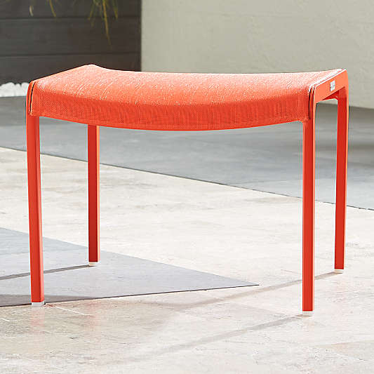 Lanai Orange Mesh Ottoman