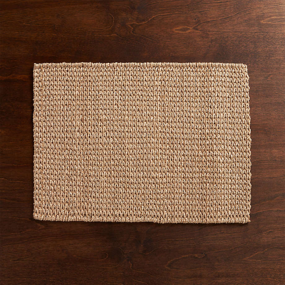 Lanai Rectangular Natural Abaca Woven Round Placemat + Reviews | Crate & Barrel