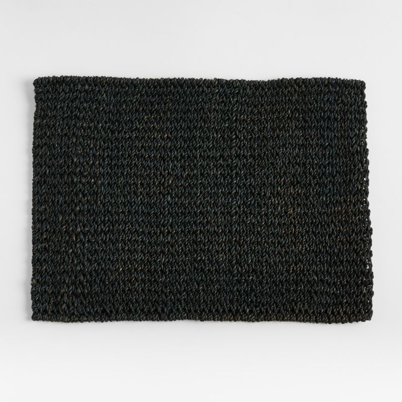 Lanai Rectangular Black Abaca Woven Round Placemat + Reviews | Crate ...