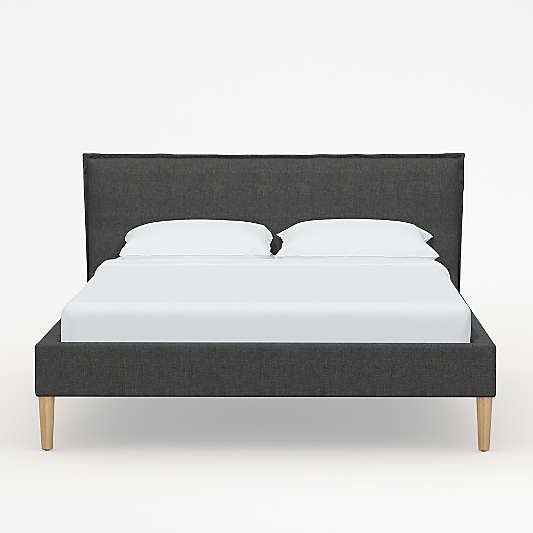 Lane Full Linen Charcoal Low-Profile Bed