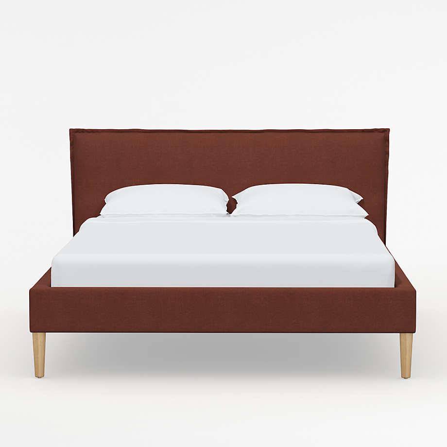 Lane Twin Linen Henna Low-Profile Bed | Crate & Barrel