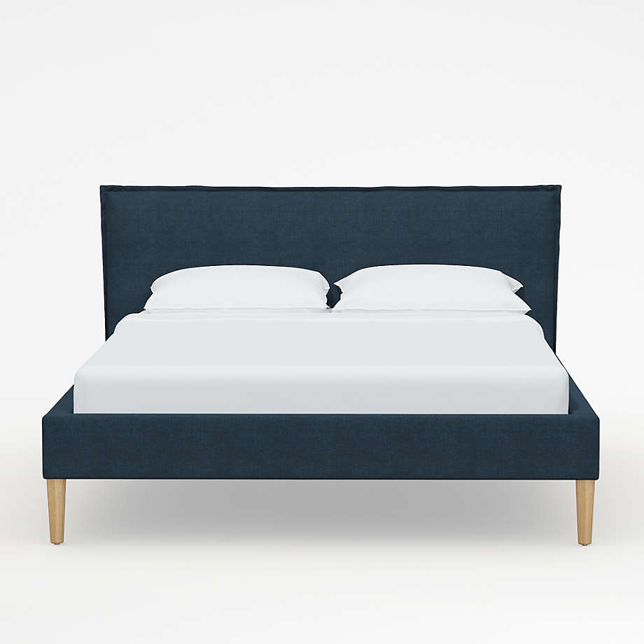 Lane Queen Linen Navy LowProfile Bed Crate & Barrel