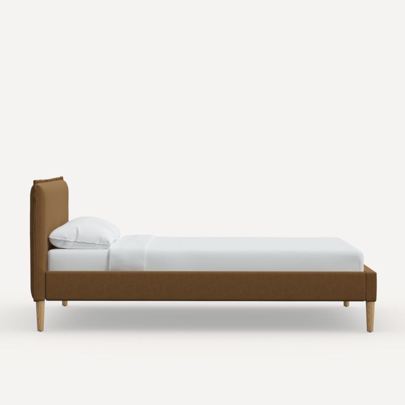 Lane Twin Linen Amber Brown Low-Profile Bed + Reviews | Crate & Barrel