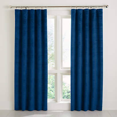 Laras Blue Blackout Velvet Curtain Panel Crate And Barrel Laras Blue Blackout Velvet Curtain, How Best To Clean Velvet Curtains