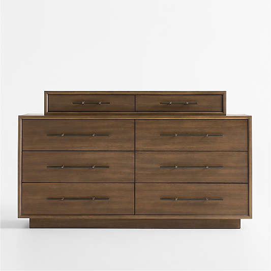 Larchmont 66" Stacked Oak Wood 8-Drawer Dresser