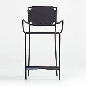 Bar Stools Counter Crate And, Black Leather Bar Stools With Backs And Arms