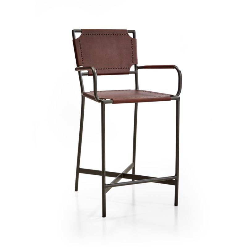 Laredo Brown Leather Counter Stool