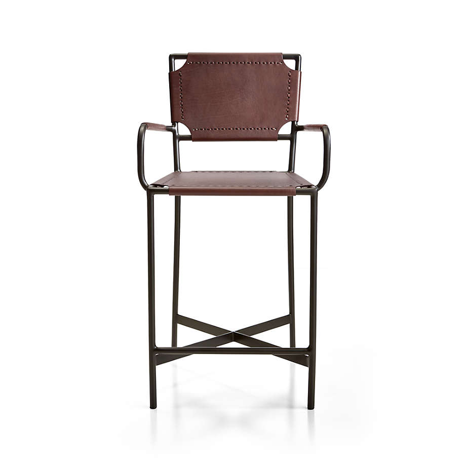 Brown leather 2024 island stools