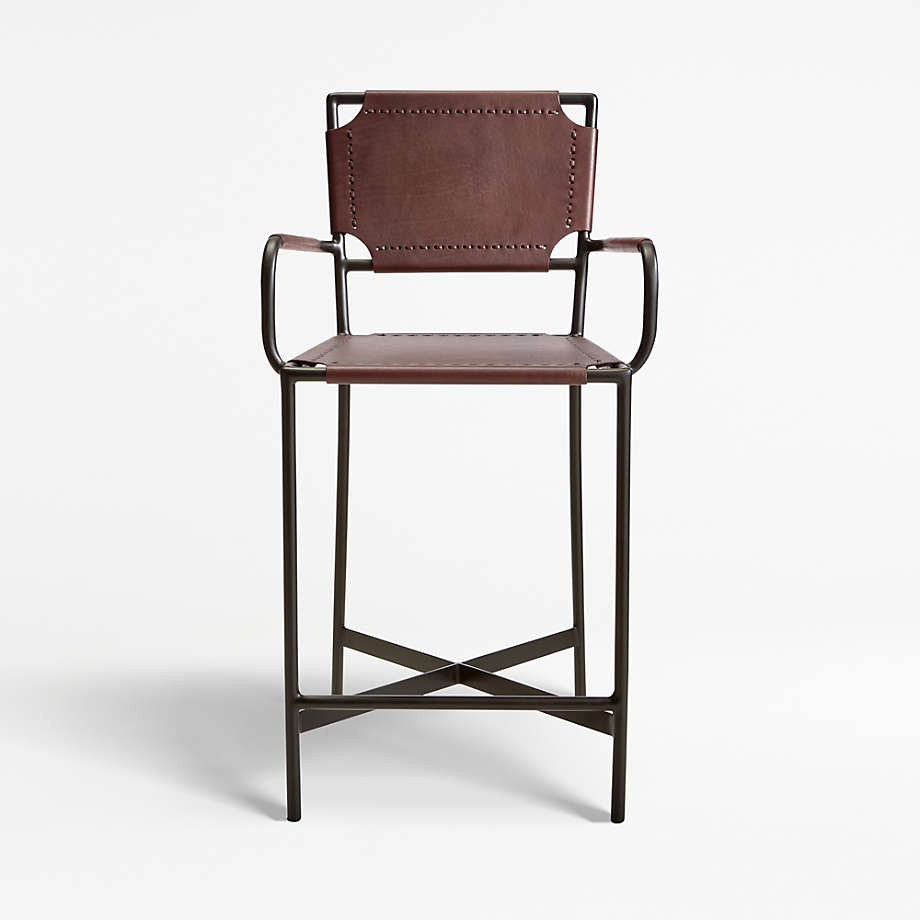 Leather bar best sale stool with arms