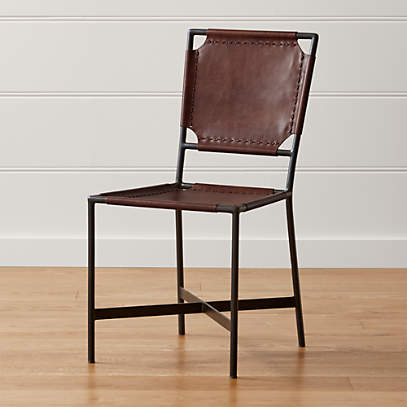 Laredo Brown Leather Dining Chair, Crate And Barrel Dining Table Chairs