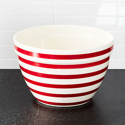 Red and White Stripe Large Bowl