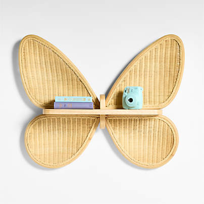 Large Wicker Butterfly Shelf