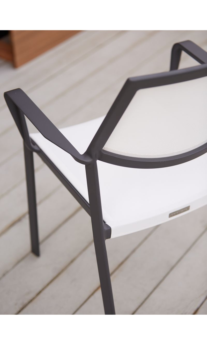 Lanai White Mesh Square Stackable Outdoor Dining Chair with Arms - image 4 of 14