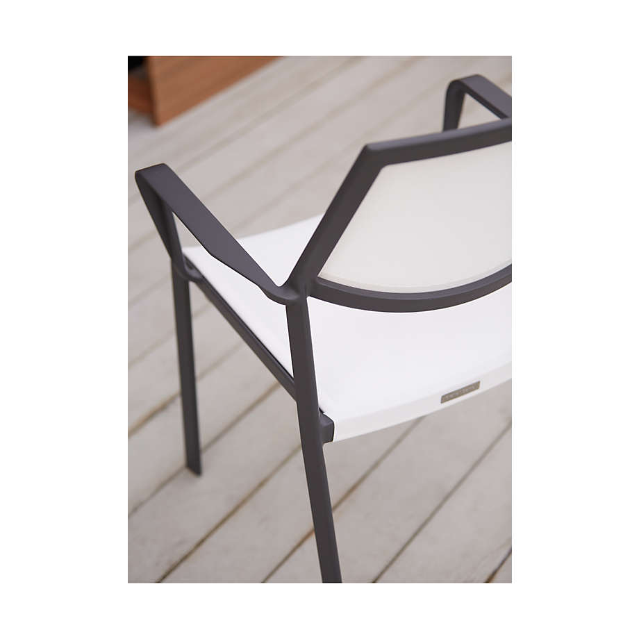 Lanai White Mesh Square Outdoor Patio Stackable Dining Chair with