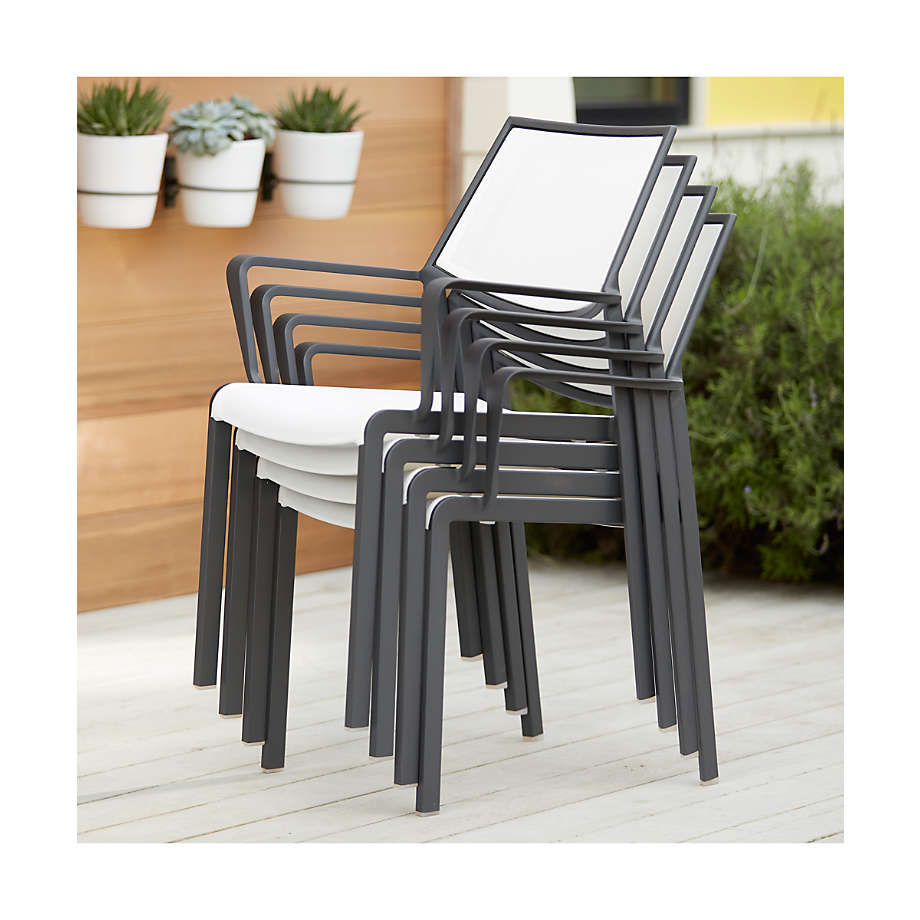 Lanai White Mesh Square Outdoor Patio Stackable Dining Chair with