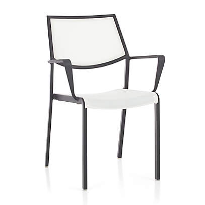 lanai white mesh square dining chair