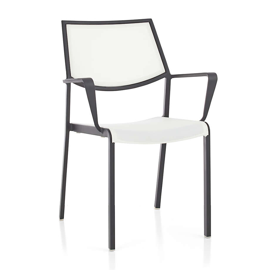 Lanai White Mesh Square Outdoor Patio Stackable Dining Chair with