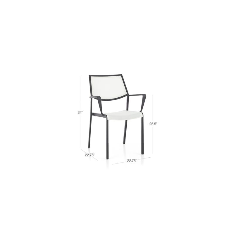 View Lanai White Mesh Square Stackable Outdoor Dining Chair with Arms - image 3 of 15