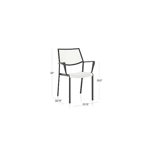 Lanai White Mesh Square Stackable Outdoor Dining Chair with Arms