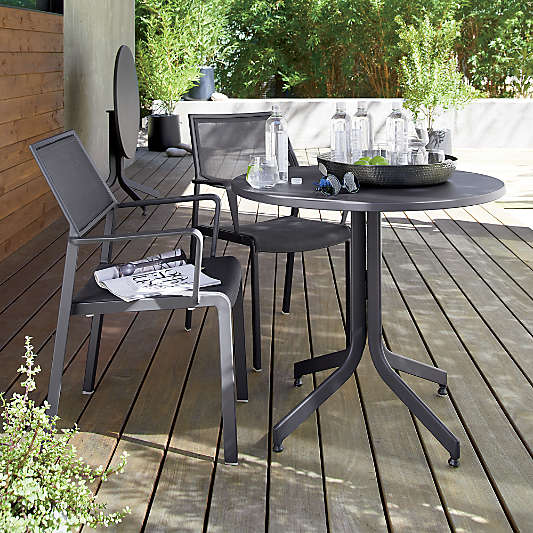 Outdoor Dining Set: Lanai Round Fliptop Dining Table and Lanai Charcoal Dining Chair