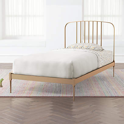 Larkin Kids Twin Gold Bed Frame, Metal Bed Frame For Twin Bed
