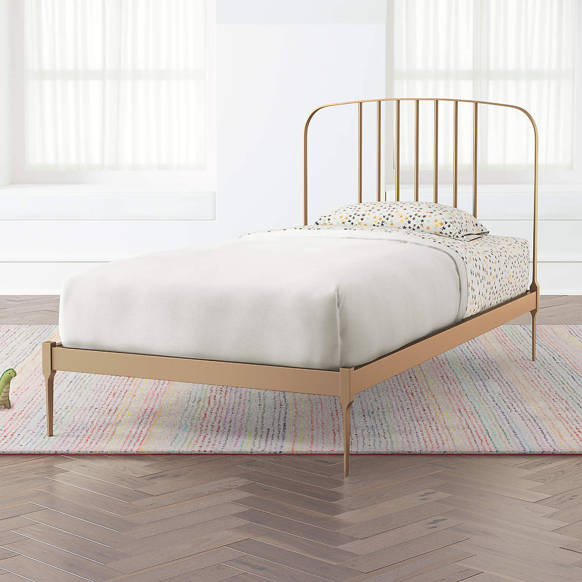 Larkin Kids Twin Gold Bed Frame, Twin Bed With Bed Frame