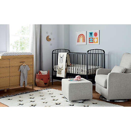 Milo Grey Nursery Swivel Glider Chair with Silver Base