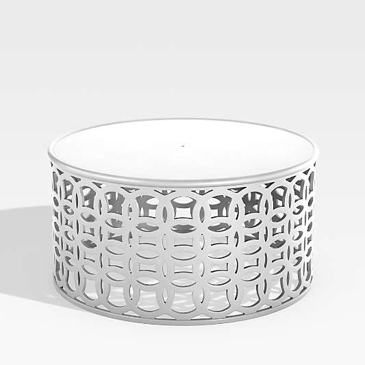 Lattice Circles White Outdoor Coffee Table