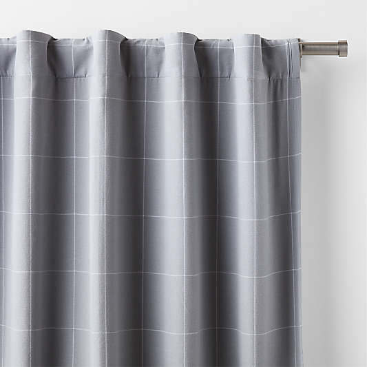 Cool Grey Lattice Herringbone Weave Blackout Curtain Panel 63"