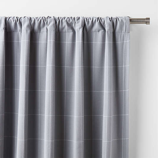 Cool Grey Lattice Herringbone Weave Blackout Curtain Panel