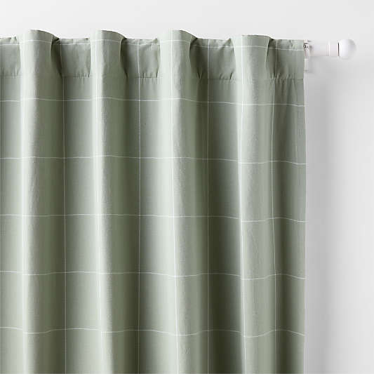 Teal Lattice Herringbone Weave Organic Cotton Blackout Curtain Panel 63"