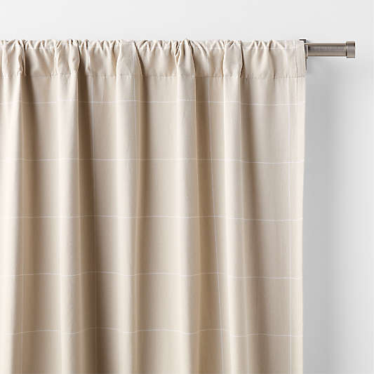 Stone Tan Lattice Herringbone Weave Blackout Curtain Panel