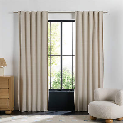 Stone Tan Lattice Herringbone Weave Blackout Curtain Panel 63"