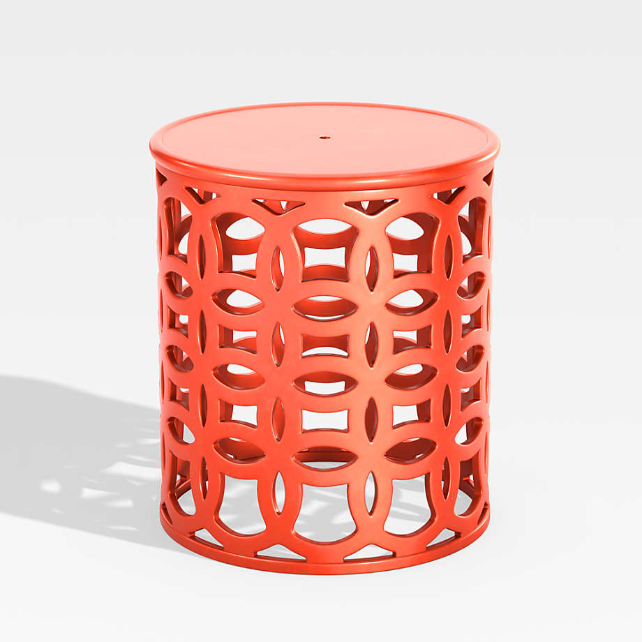 Lattice Circles Large Orange Outdoor Side Table (Open Larger View)